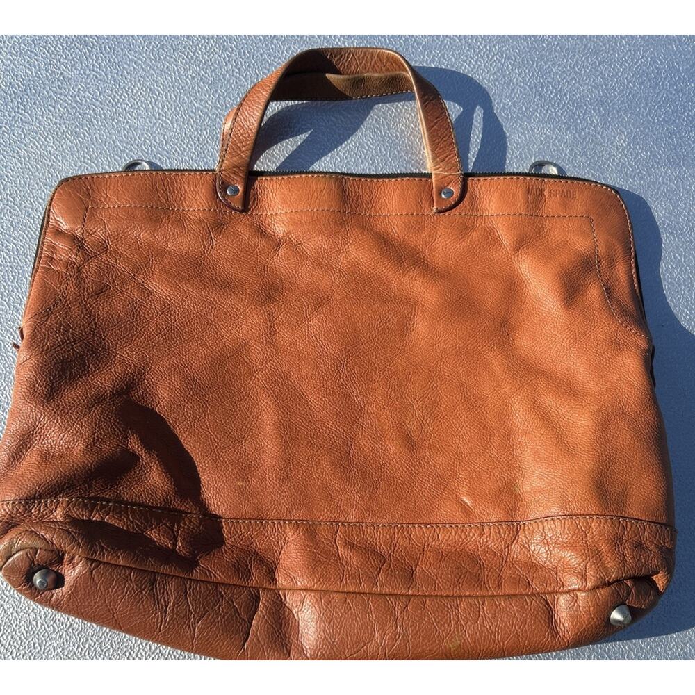 Jack Spade Brown Orange Leather Messenger Bag Distressed Worn As Is Satchel